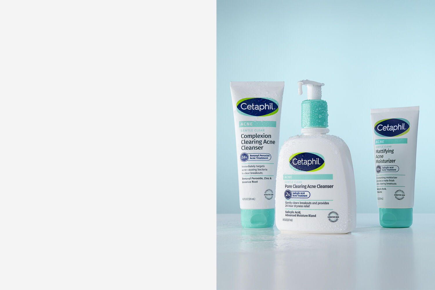 cetaphil gentle clear products on counter