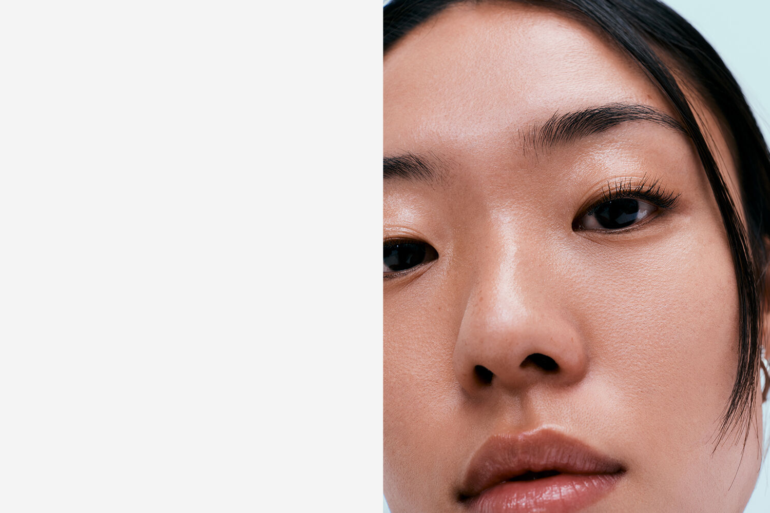 model with oily skin