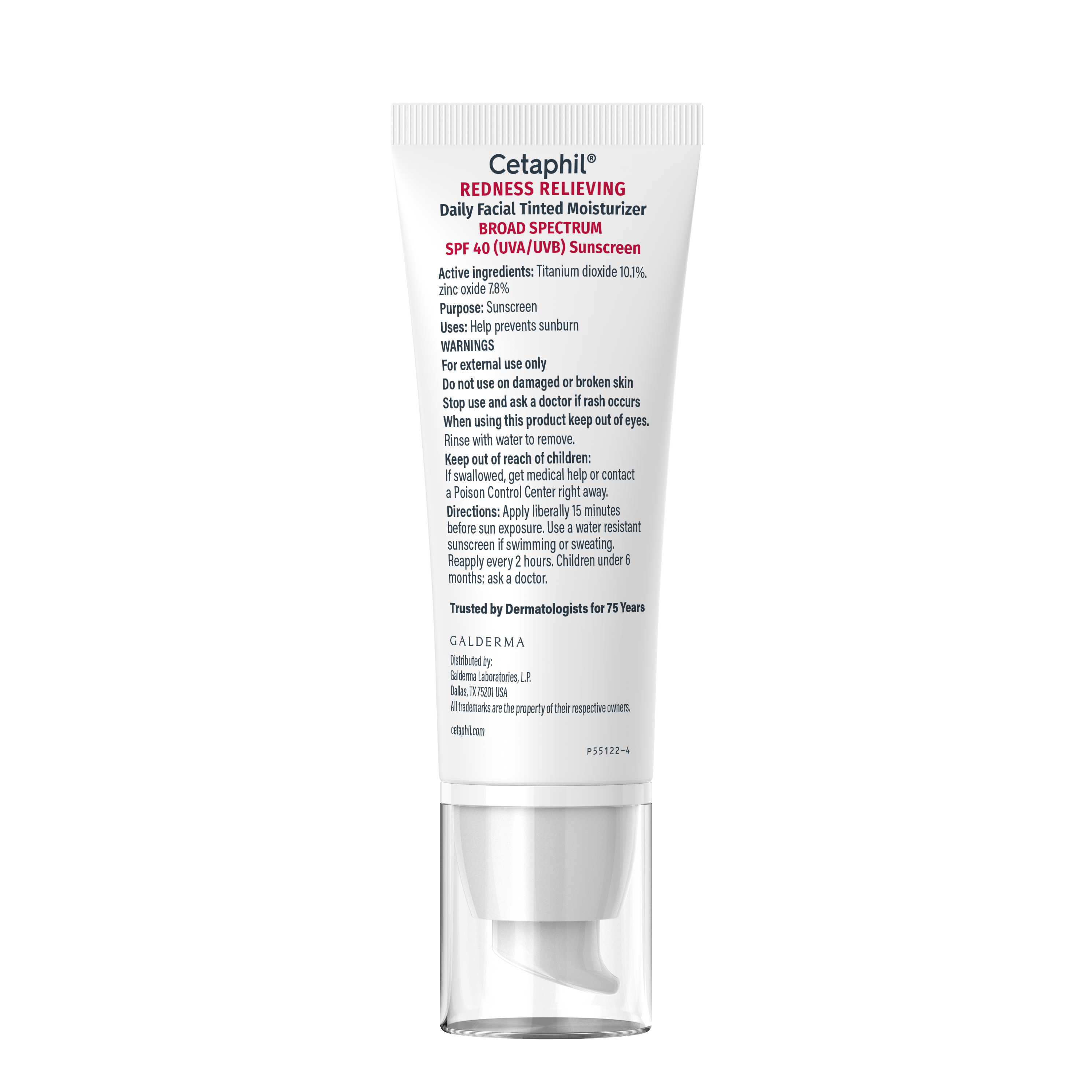 Redness Relieving Daily Facial Moisturizer SPF 40 Back of Tube