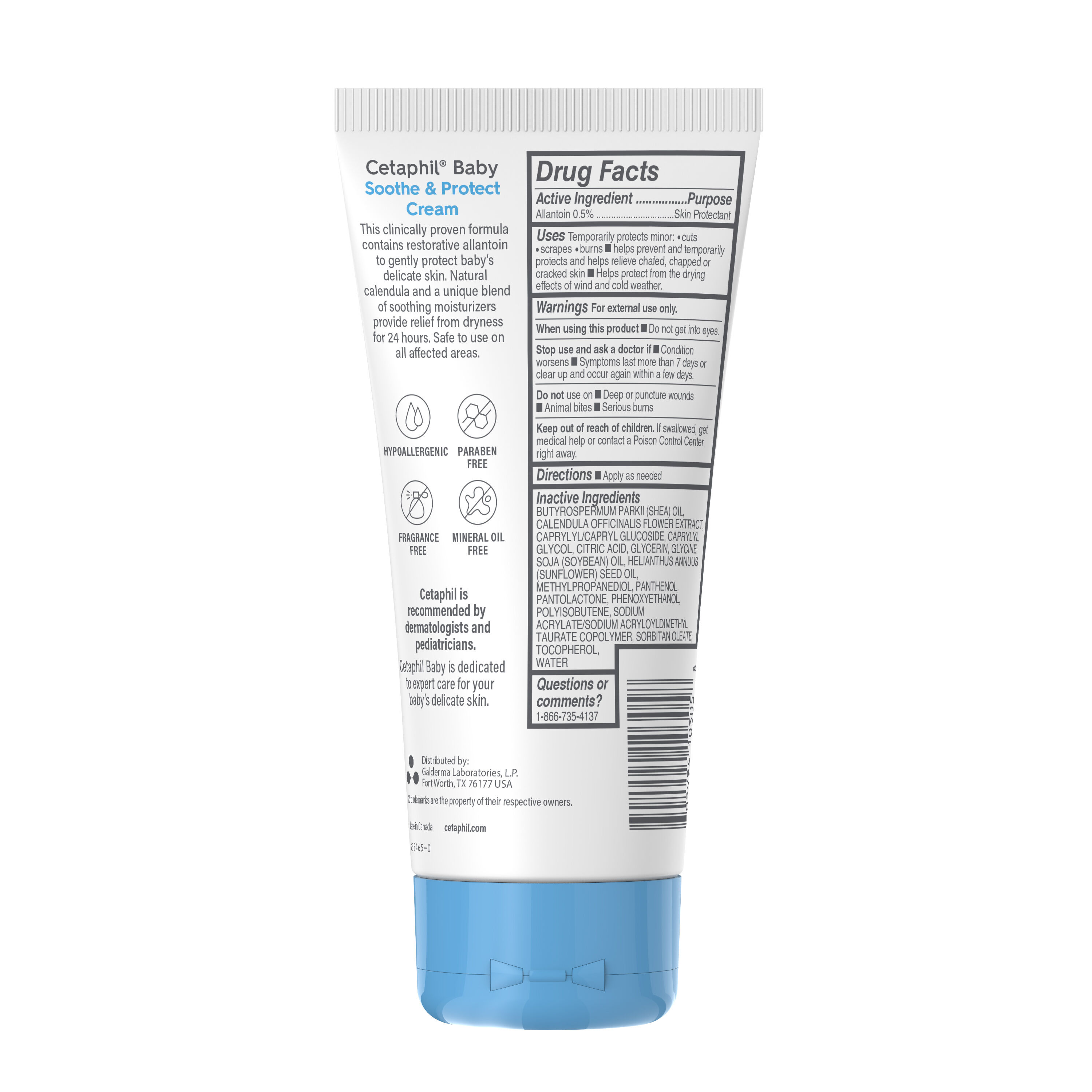 baby sooth and protect cream back of bottle