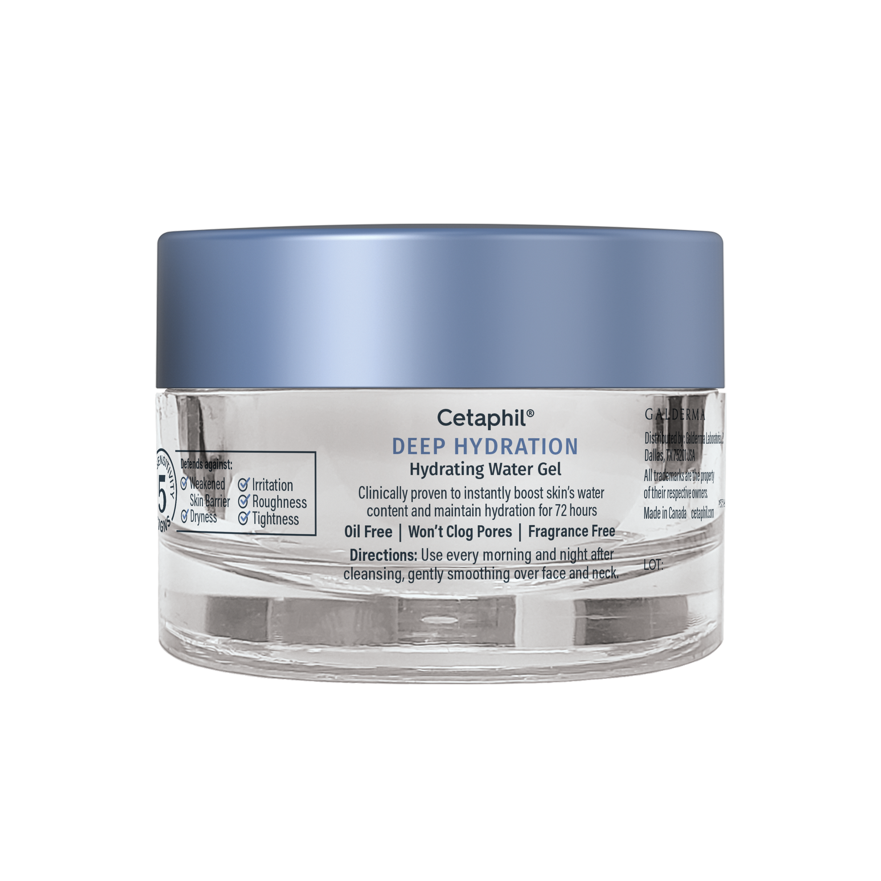 deep hydration skin restoring water gel back of jar