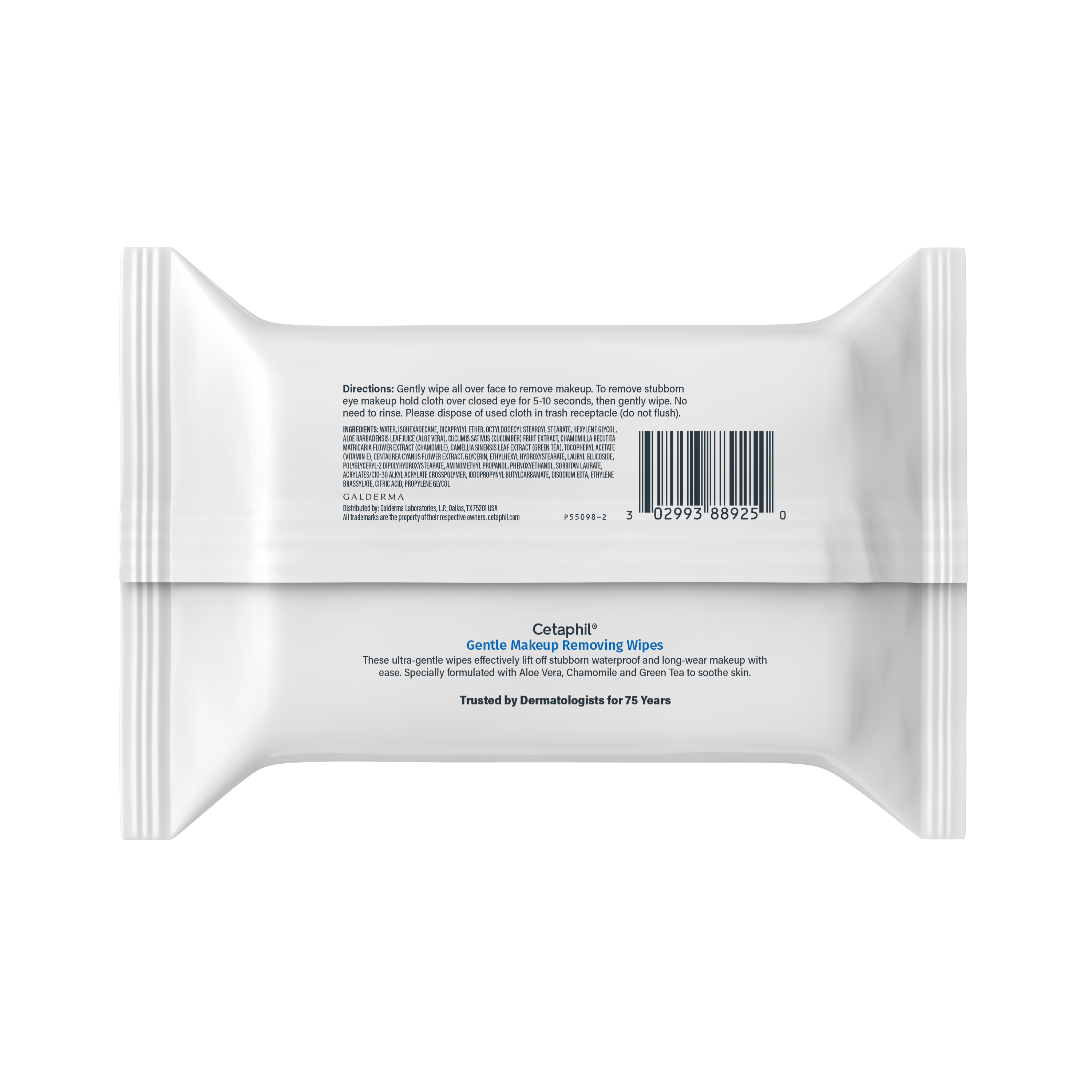 gentle makeup removing wipes back of package 