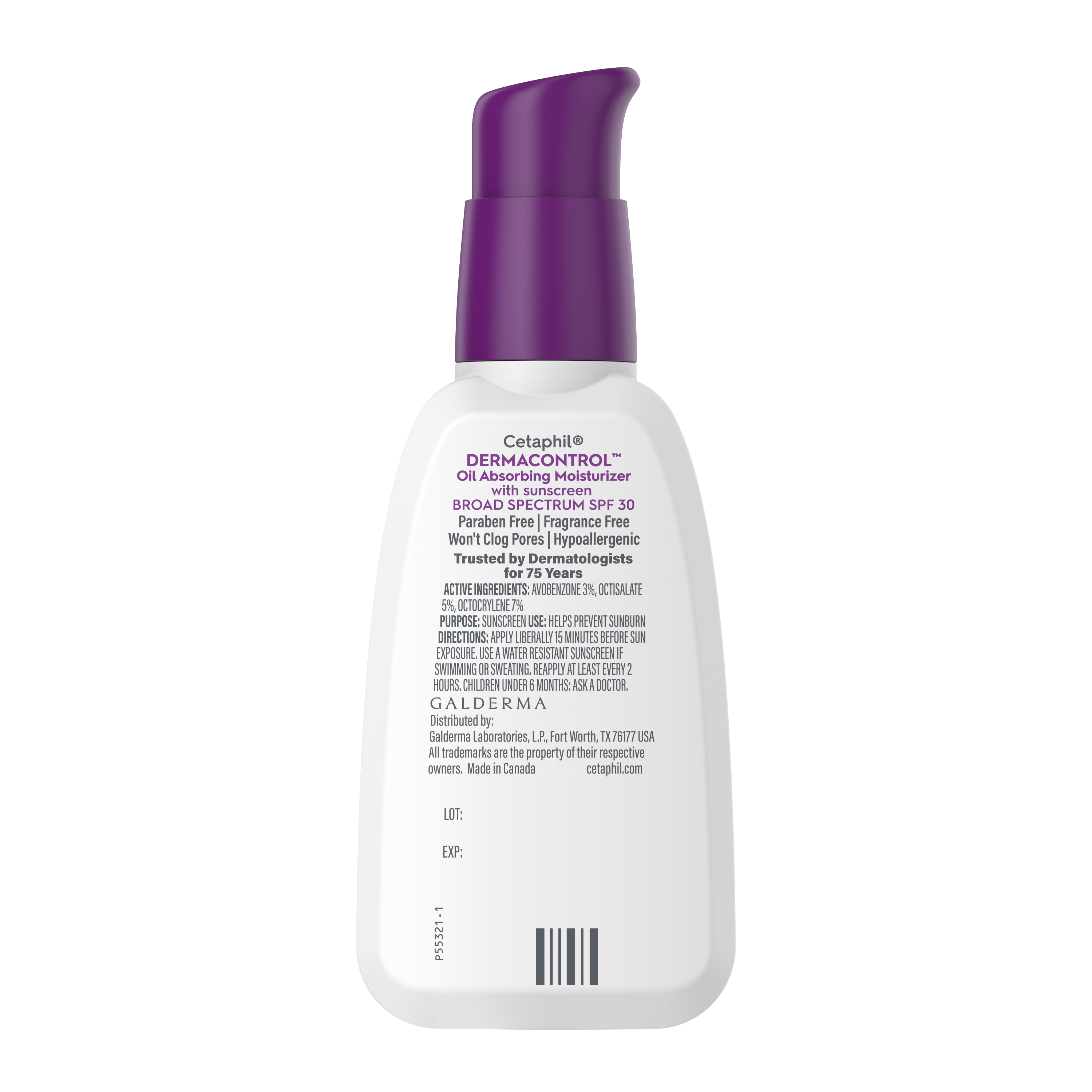 cetaphil dermacontrol oil absorbing moisturizer spf 30 back of bottle